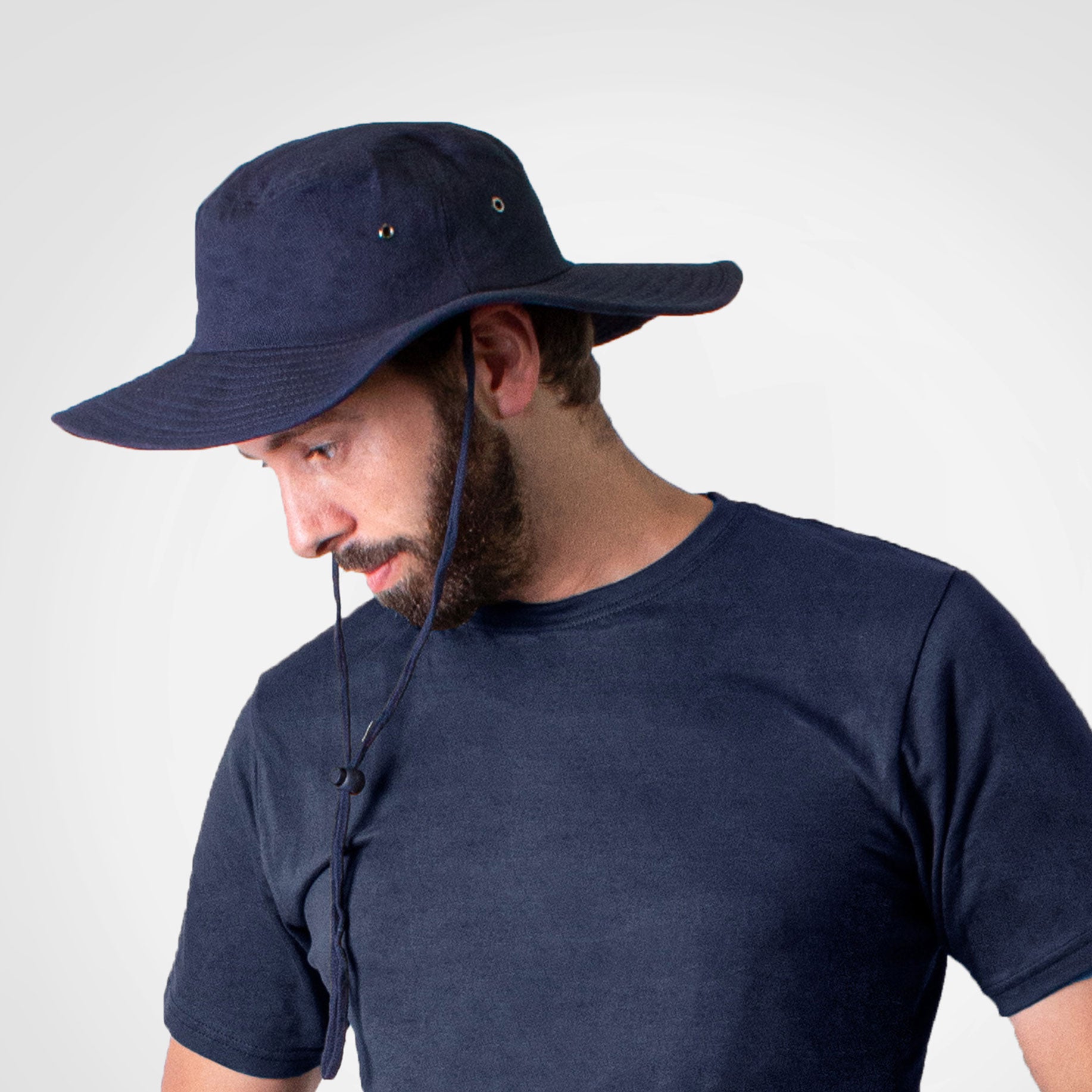 FWRD cricket hat in navy with wide brim and chin drawcord